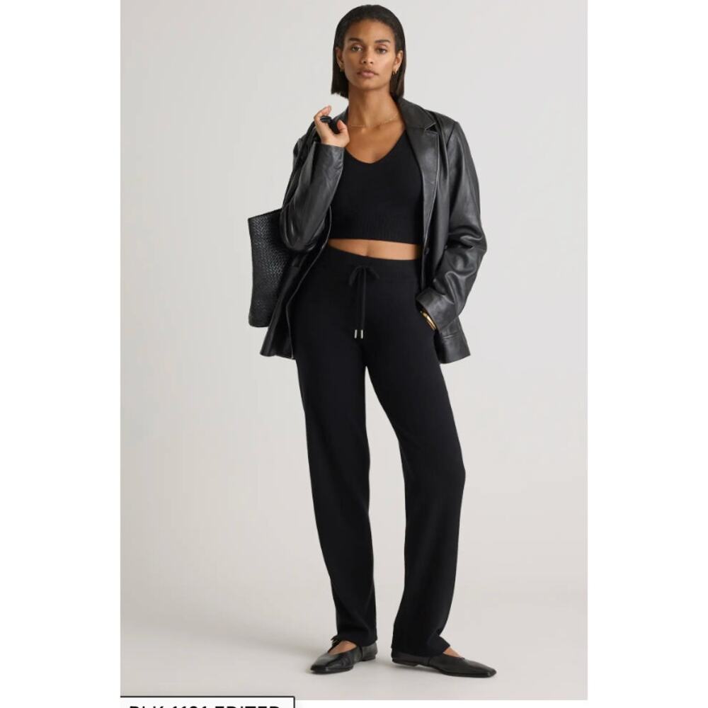 Quince Women's Mongolian Cashmere Straight Leg Pant in Black Size XL #83